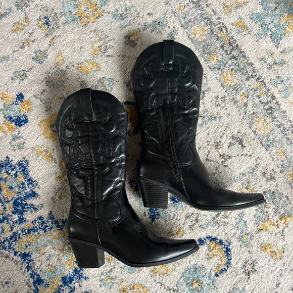 Black NWOT Cowboy Boots - Picture 5 of 6